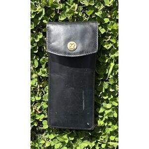Bosca Full Grain Leather Eyeglass Sunglasses Case‎ Black Flap Pouch Holder Logo